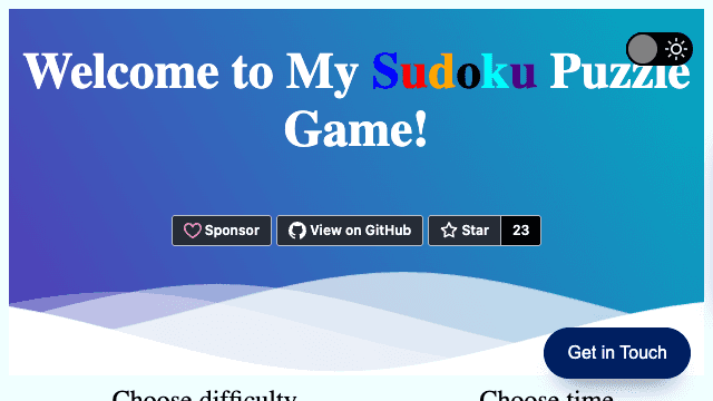 Web Sudoku Puzzle Game