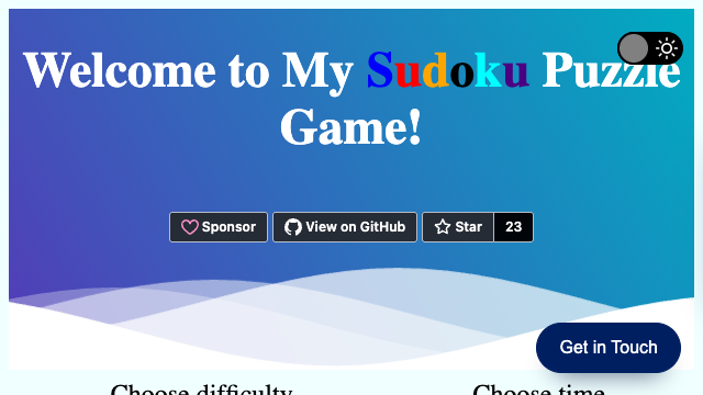 Web Sudoku Puzzle Game